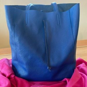 Vera Pelle Royal Blue Leather Tote Bag